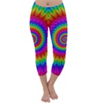 Psychedelic Rainbow Spiral Capri Winter Leggings 