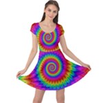 Psychedelic Rainbow Spiral Cap Sleeve Dress