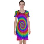 Psychedelic Rainbow Spiral Short Sleeve Nightdress