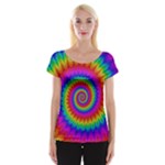 Psychedelic Rainbow Spiral Women s Cap Sleeve Top