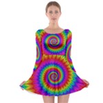 Psychedelic Rainbow Spiral Long Sleeve Skater Dress