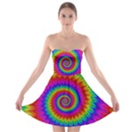 Psychedelic Rainbow Spiral Strapless Bra Top Dress