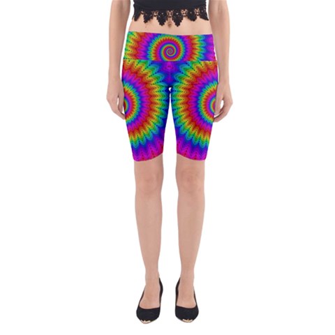 Psychedelic Rainbow Spiral Yoga Cropped Leggings from ArtsNow.com