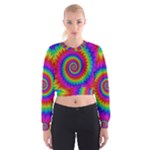 Psychedelic Rainbow Spiral Women s Cropped Sweatshirt