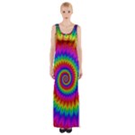 Psychedelic Rainbow Spiral Maxi Thigh Split Dress