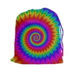 Psychedelic Rainbow Spiral Drawstring Pouch (XXL)