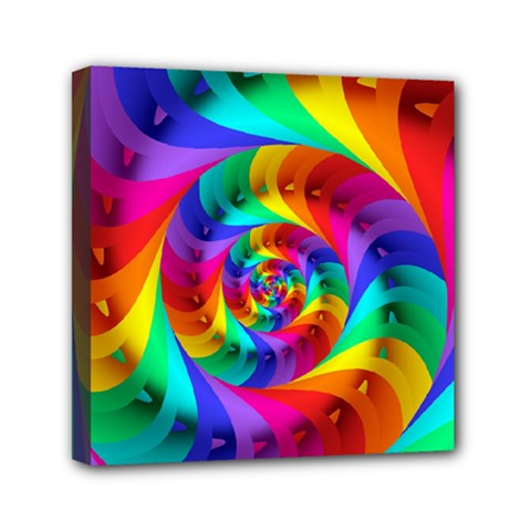 Psychedelic Rainbow Spiral Mini Canvas 6  x 6  (Stretched) from ArtsNow.com