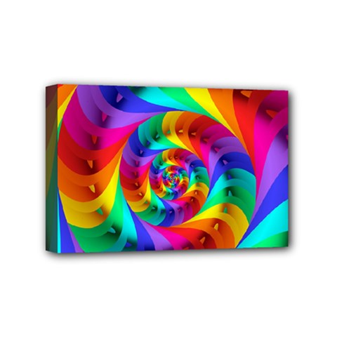 Psychedelic Rainbow Spiral Mini Canvas 6  x 4  (Stretched) from ArtsNow.com