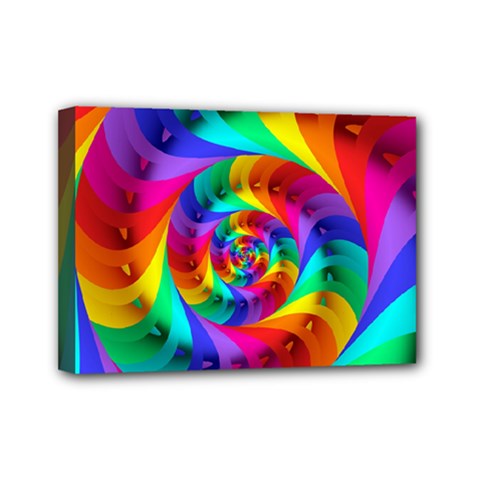 Psychedelic Rainbow Spiral Mini Canvas 7  x 5  (Stretched) from ArtsNow.com