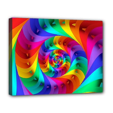 Psychedelic Rainbow Spiral Canvas 14  x 11  (Stretched) from ArtsNow.com