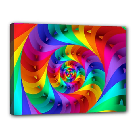 Psychedelic Rainbow Spiral Canvas 16  x 12  (Stretched) from ArtsNow.com