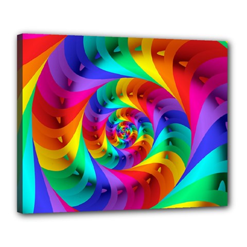 Psychedelic Rainbow Spiral Canvas 20  x 16  (Stretched) from ArtsNow.com