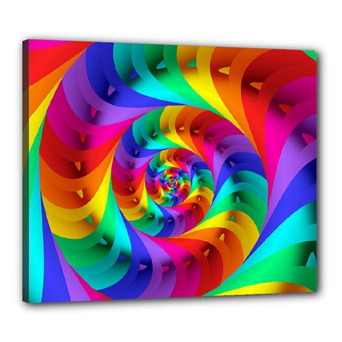 Psychedelic Rainbow Spiral Canvas 24  x 20  (Stretched) from ArtsNow.com