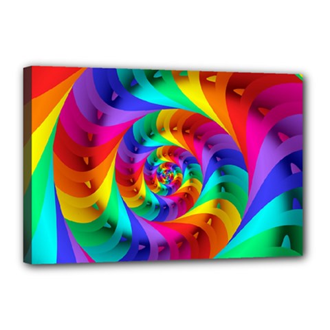 Psychedelic Rainbow Spiral Canvas 18  x 12  (Stretched) from ArtsNow.com