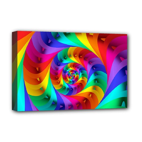 Psychedelic Rainbow Spiral Deluxe Canvas 18  x 12  (Stretched) from ArtsNow.com