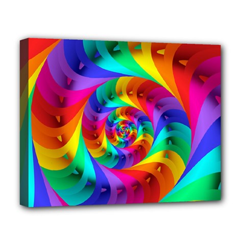 Psychedelic Rainbow Spiral Deluxe Canvas 20  x 16  (Stretched) from ArtsNow.com