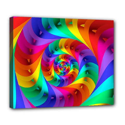 Psychedelic Rainbow Spiral Deluxe Canvas 24  x 20  (Stretched) from ArtsNow.com