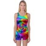 Psychedelic Rainbow Spiral One Piece Boyleg Swimsuit