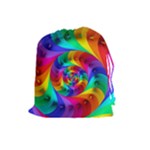 Psychedelic Rainbow Spiral Drawstring Pouch (Large)