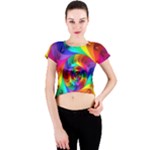 Psychedelic Rainbow Spiral Crew Neck Crop Top