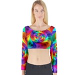 Psychedelic Rainbow Spiral Long Sleeve Crop Top (Tight Fit)