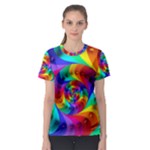 Psychedelic Rainbow Spiral Women s Sport Mesh Tee