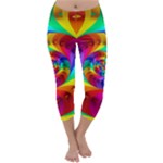 Psychedelic Rainbow Spiral Capri Winter Leggings 