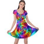 Psychedelic Rainbow Spiral Cap Sleeve Dress