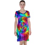 Psychedelic Rainbow Spiral Short Sleeve Nightdress