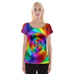 Psychedelic Rainbow Spiral Women s Cap Sleeve Top