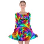 Psychedelic Rainbow Spiral Long Sleeve Skater Dress