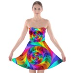 Psychedelic Rainbow Spiral Strapless Bra Top Dress