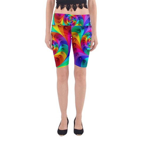 Psychedelic Rainbow Spiral Yoga Cropped Leggings from ArtsNow.com