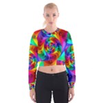 Psychedelic Rainbow Spiral Women s Cropped Sweatshirt