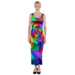 Psychedelic Rainbow Spiral Fitted Maxi Dress