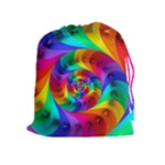 Psychedelic Rainbow Spiral Drawstring Pouch (XL)