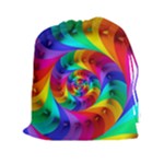 Psychedelic Rainbow Spiral Drawstring Pouch (XXL)