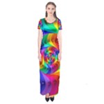 Psychedelic Rainbow Spiral Short Sleeve Maxi Dress