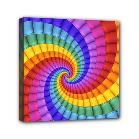 Psychedelic Rainbow Spiral Mini Canvas 6  x 6  (Stretched) from ArtsNow.com