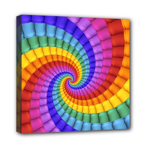 Psychedelic Rainbow Spiral Mini Canvas 8  x 8  (Stretched) from ArtsNow.com