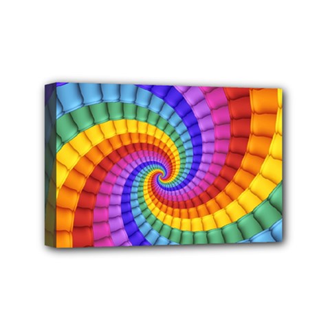 Psychedelic Rainbow Spiral Mini Canvas 6  x 4  (Stretched) from ArtsNow.com