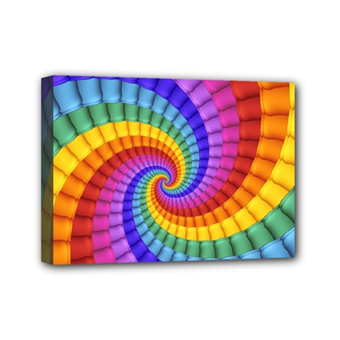 Psychedelic Rainbow Spiral Mini Canvas 7  x 5  (Stretched) from ArtsNow.com