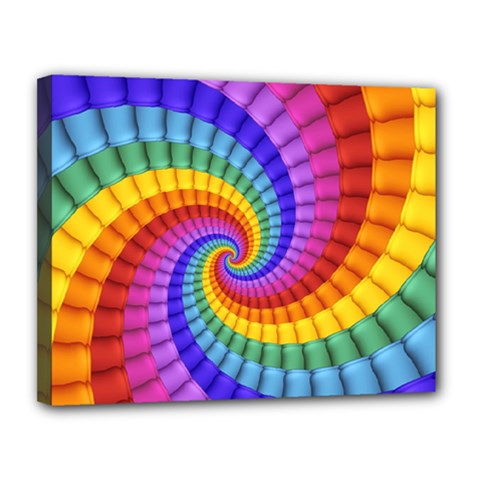 Psychedelic Rainbow Spiral Canvas 14  x 11  (Stretched) from ArtsNow.com