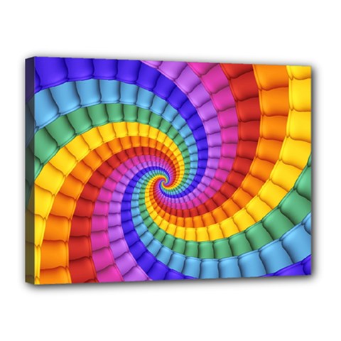 Psychedelic Rainbow Spiral Canvas 16  x 12  (Stretched) from ArtsNow.com