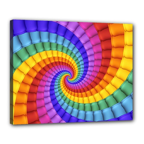 Psychedelic Rainbow Spiral Canvas 20  x 16  (Stretched) from ArtsNow.com