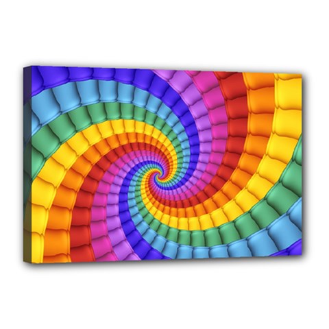 Psychedelic Rainbow Spiral Canvas 18  x 12  (Stretched) from ArtsNow.com