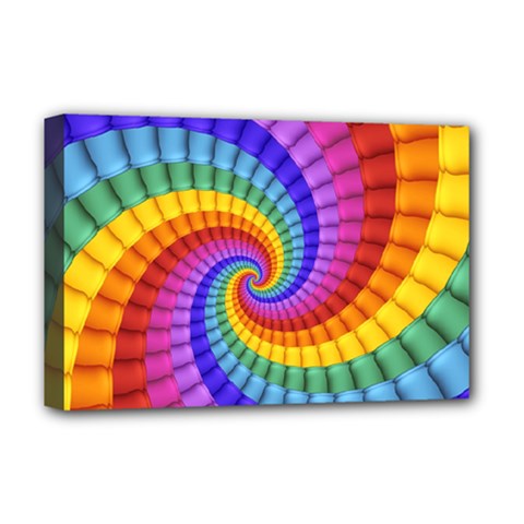 Psychedelic Rainbow Spiral Deluxe Canvas 18  x 12  (Stretched) from ArtsNow.com