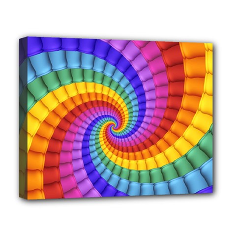 Psychedelic Rainbow Spiral Deluxe Canvas 20  x 16  (Stretched) from ArtsNow.com