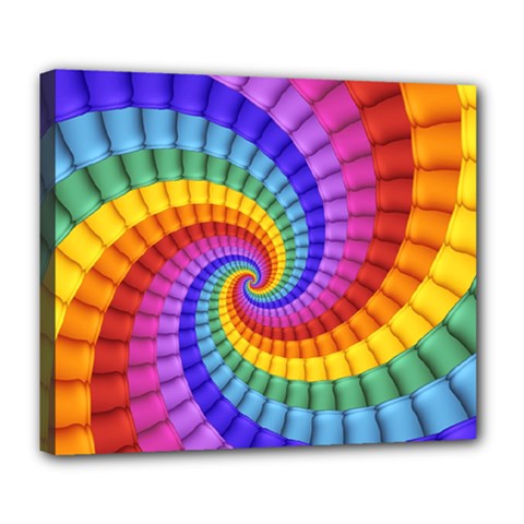 Psychedelic Rainbow Spiral Deluxe Canvas 24  x 20  (Stretched) from ArtsNow.com