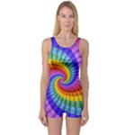 Psychedelic Rainbow Spiral One Piece Boyleg Swimsuit